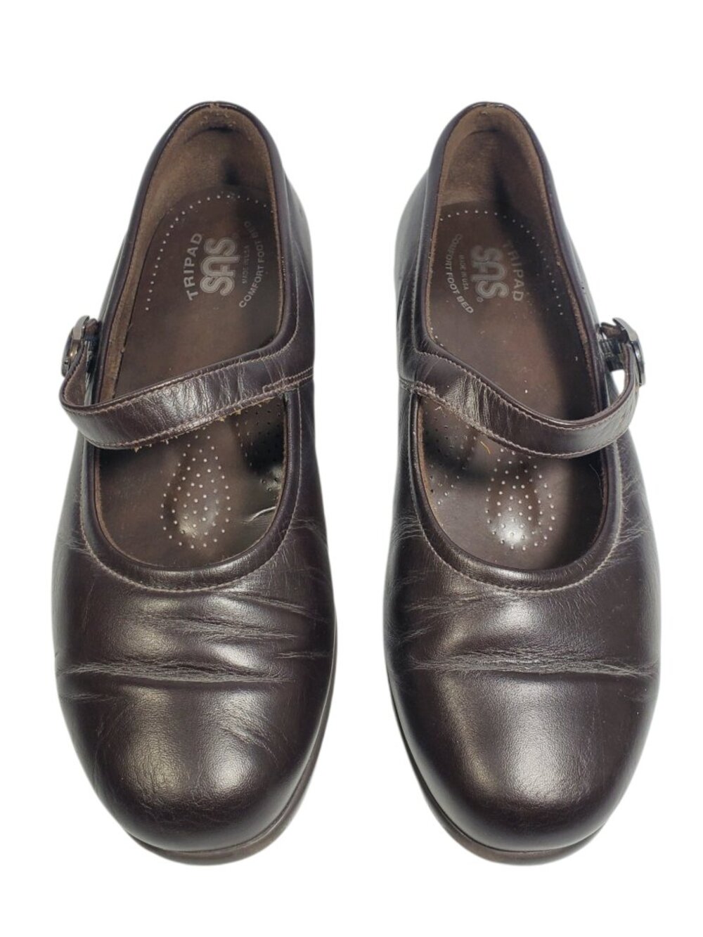 SAS Mary Jane Shoes Women's 9 Brown Leather Tripad Comfort Office Walking
